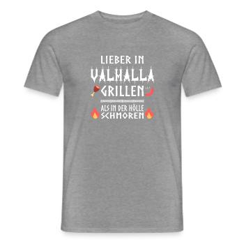 Lieber in Valhalla grillen! - Männer T-Shirt - Graphit meliert - Vorne - AI Model Male 178 light (178cm)
