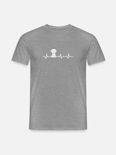 Pudel Herzschlag heartbeat geschenk poodle hund - Männer T-Shirt - Graphit meliert