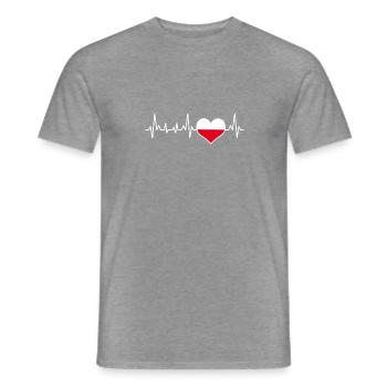 Polen Flagge Heartbeat Geschenk - Männer T-Shirt - Graphit meliert - Vorne - AI Model Male 178 light (178cm)