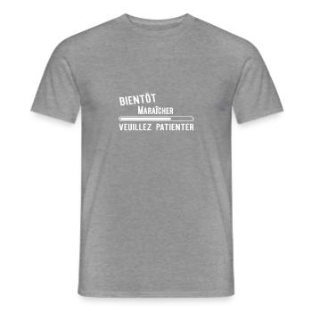 Bientôt Maraîcher cadeau noël - T-shirt homme - graphite chiné - Devant - AI Model Male 178 light (178cm)