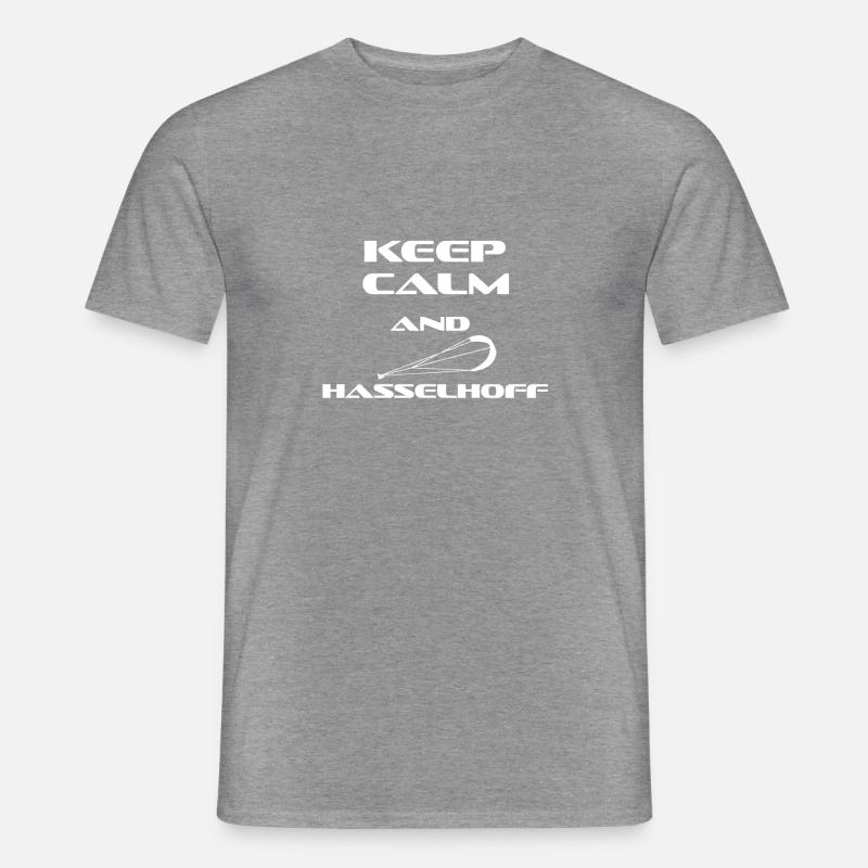 KITESURFING KEEP CALM AND HASSELHOFF - Männer T-Shirt - Graphit meliert