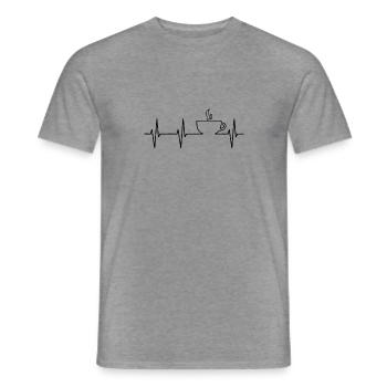 HEART BEATS FOR COFFEE - Männer T-Shirt - Graphit meliert - Vorne - AI Model Male 178 light (178cm)