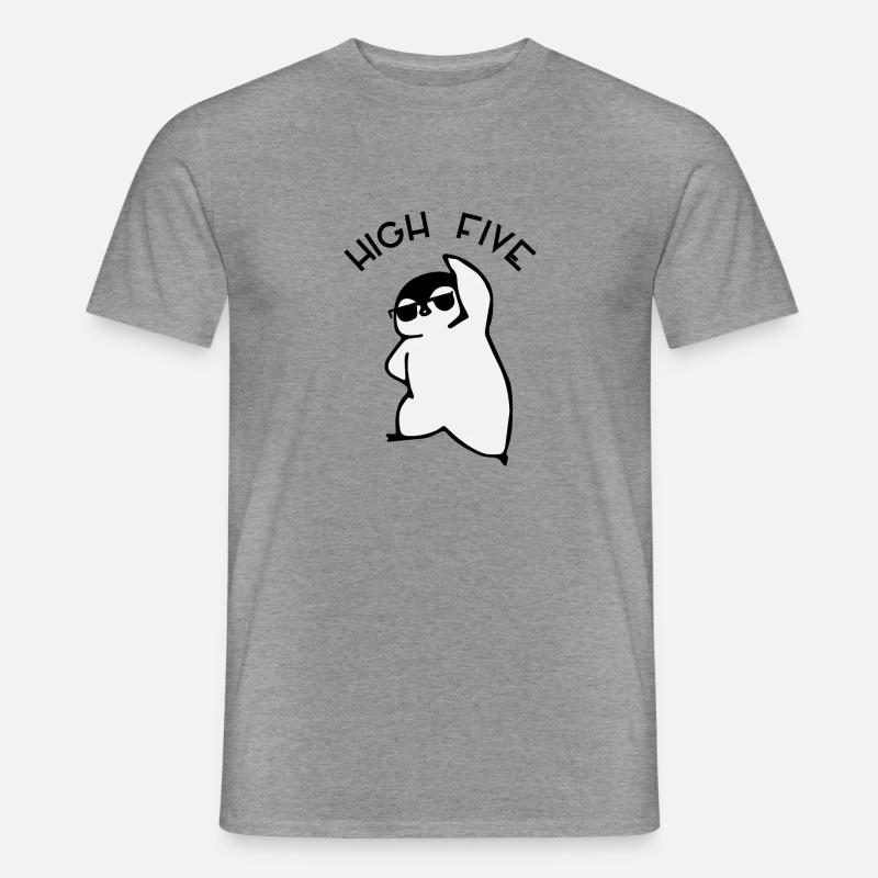 High Five - Penguin - Männer T-Shirt - Graphit meliert