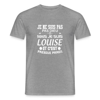 Cadeau femme Je suis pas dieu mais Louise - T-shirt homme - graphite chiné - Devant - AI Model Male 178 light (178cm)