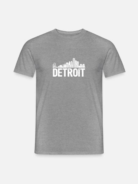 Detroit Skyline - Männer T-Shirt - Graphit meliert