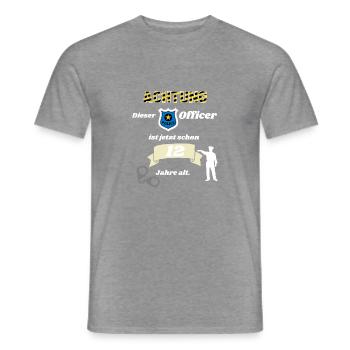 Polizei - 12. Geburtstag, für alle Polizeifans - Männer T-Shirt - Graphit meliert - Vorne - AI Model Male 178 light (178cm)
