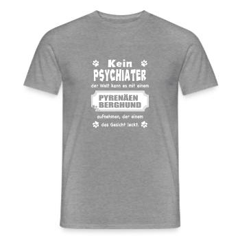 Kein Psychiater - Spruch - Pyrenäen Berghund - Männer T-Shirt - Graphit meliert - Vorne - AI Model Male 178 light (178cm)
