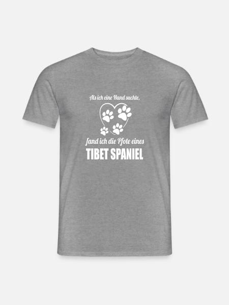 Hand & Pfote - Spruch - Tibet Spaniel - Männer T-Shirt - Graphit meliert