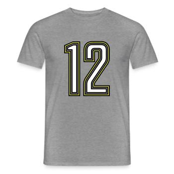12 - Männer T-Shirt - Graphit meliert - Vorne - AI Model Male 178 light (178cm)