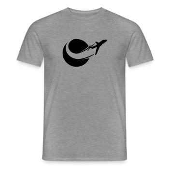 logo circle round black line airplane plane fly pi - Men's T-Shirt - graphite heather - Front - AI Model Male 178 light (178cm)