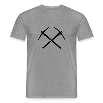 schwarz 2 kreuz logo pickaxe spitzhacke abbauen be - Männer T-Shirt - Graphit meliert - Vorne - AI Model Male 178 light (178cm)