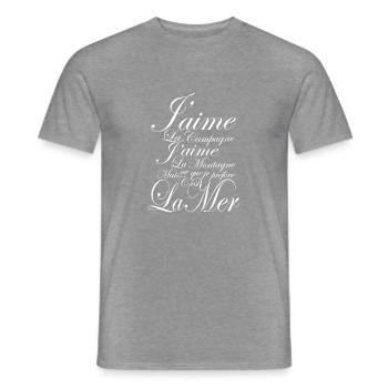 J'aime la Mer - T-shirt homme - graphite chiné - Devant - AI Model Male 178 light (178cm)