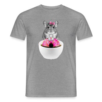 Lustiger Hamster mit rosa Donuts und Schleife - Männer T-Shirt - Graphit meliert - Vorne - AI Model Male 178 light (178cm)