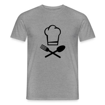 koch_muetze_besteck_f1 - T-shirt homme - graphite chiné - Devant - AI Model Male 178 light (178cm)