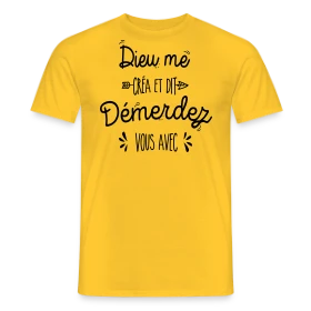 Maquette de T-shirt homme « T-shirt 'Démerdez-vous avec' » à imprimer et personnaliser