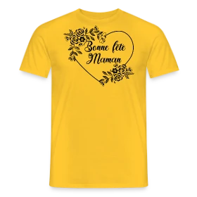 Maquette de T-shirt homme « Bonne Fête Maman : Cœur Fleuri Éternel » à imprimer et personnaliser