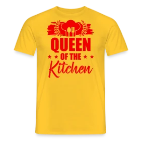 Maquette de T-shirt homme « T-shirt Reine de la Cuisine : Le Trône Culinaire ! » à imprimer et personnaliser