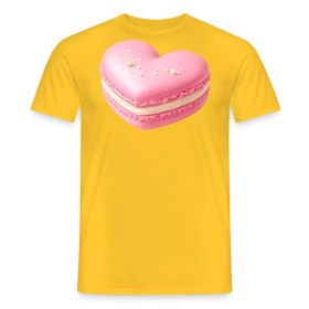 Maquette de T-shirt homme « Macaron Cœur - Déclaration Gourmande » à imprimer et personnaliser