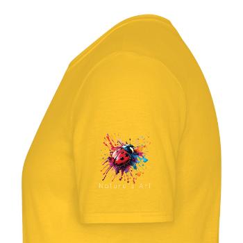 Buntes Marienkäfer-Design, Kunst der Natur, weißer Text - Männer T-Shirt - Gelb - Links - AI Model Male 178 dark (178cm)