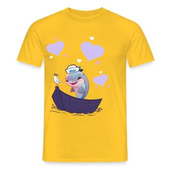 Dolphin Boat Fish Fish Kids Child - Men's T-Shirt - yellow - Front - AI Model Male 178 dark (178cm)