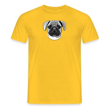 Mops Porträt Design Grafik Druck Motiv - Männer T-Shirt - Gelb - Vorne - AI Model Male 178 dark (178cm)