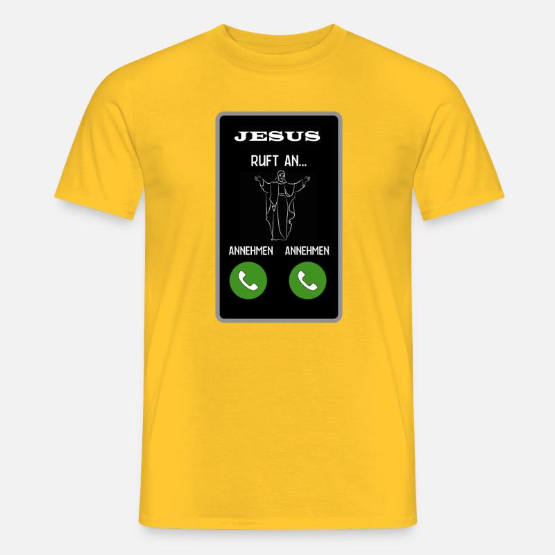 Jesus ruft an - Männer T-Shirt - Gelb