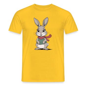 Cartoon Cute Rabbit - Men's T-Shirt - yellow - Front - AI Model Male 178 dark (178cm)