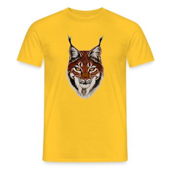 Lynx - Le plus grand félin d’Europe - T-shirt homme - jaune - Devant - AI Model Male 178 dark (178cm)