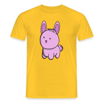Cute Pink Bunny Adorable Kawaii Rabbit Cartoon  - Men's T-Shirt - yellow - Front - AI Model Male 178 dark (178cm)