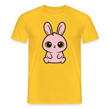 Kawaii Hase Rosa Große Augen Süß - Männer T-Shirt - Gelb - Vorne - AI Model Male 178 dark (178cm)