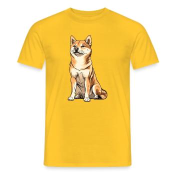 Shiba Inu Cartoon Hund Illustration - Männer T-Shirt - Gelb - Vorne - AI Model Male 178 dark (178cm)