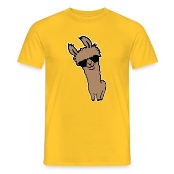 Lunettes de soleil Cool Lama Alpaga Souriant Drôle - T-shirt homme - jaune - Devant - AI Model Male 178 dark (178cm)