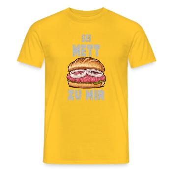  Sei Mett Zu Mir Lustiger Mettbrötchen Spruch Für - Männer T-Shirt - Gelb - Vorne - AI Model Male 178 dark (178cm)