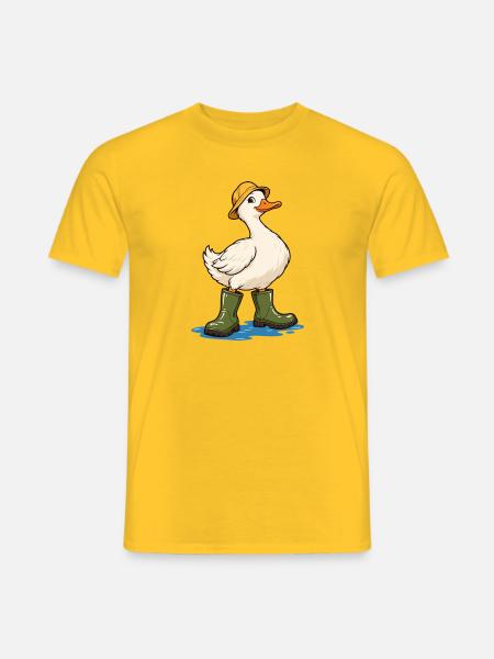 Ente mit Gummistiefeln - Männer T-Shirt - Gelb