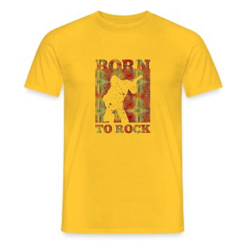 Groupe de musique rock Guitare rétro Heavy Metal vintage - T-shirt homme - jaune - Devant - AI Model Male 178 dark (178cm)