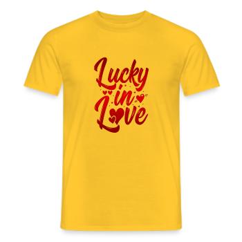 Liebe glückliches Herz Karte Valentinstag Vektor Design Kunst - Männer T-Shirt - Gelb - Vorne - AI Model Male 178 dark (178cm)