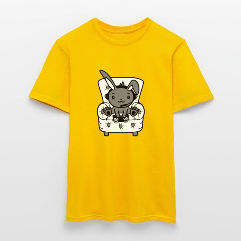 Bunny Playing Controller Console Headset Gamer Nerd Men’s T-shirt