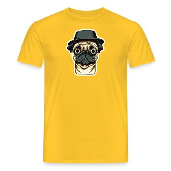 Mops mit Hut Hundeliebhaber - Männer T-Shirt - Gelb - Vorne - AI Model Male 178 dark (178cm)
