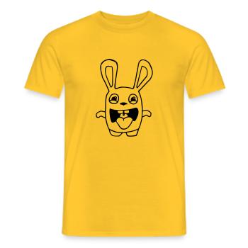 dessin lapin mignon débile style BD cartoon fun - T-shirt homme - jaune - Devant - AI Model Male 178 dark (178cm)