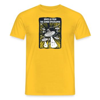 Les aliens nous sauvent de l’apocalypse zombie - T-shirt homme - jaune - Devant - AI Model Male 178 dark (178cm)