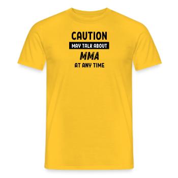 Caution may talk about MMA at any time - Men's T-Shirt - yellow - Front - AI Model Male 178 dark (178cm)