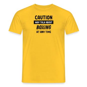 Caution may talk about boxing at any time - Men's T-Shirt - yellow - Front - AI Model Male 178 dark (178cm)