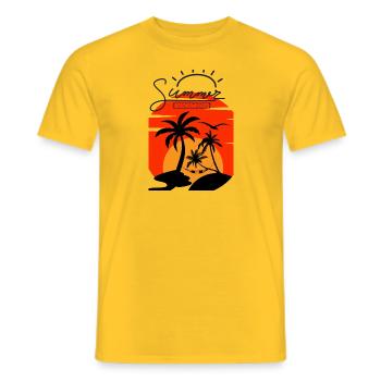 Vacances d’été - Palm Sunset Shirt - T-shirt homme - jaune - Devant - AI Model Male 178 dark (178cm)