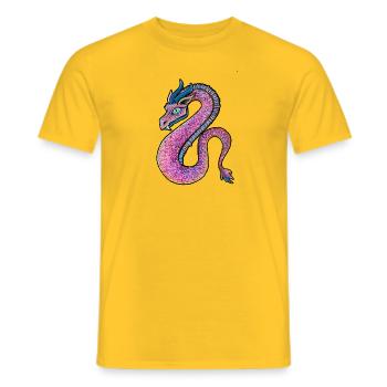Rosara or Rosada, the Pink Dragon or Pink Dragon - Men's T-Shirt - yellow - Front - AI Model Male 178 dark (178cm)
