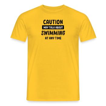 Caution may talk about swimming at any time - Men's T-Shirt - yellow - Front - AI Model Male 178 dark (178cm)