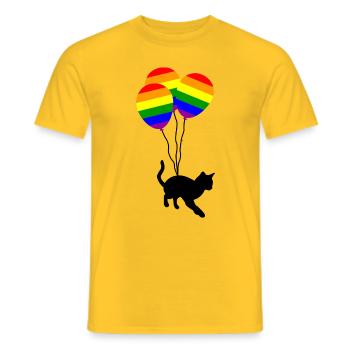 Pride Katze - Aufgeschlossene Katzenliebhaber - Männer T-Shirt - Gelb - Vorne - AI Model Male 178 dark (178cm)
