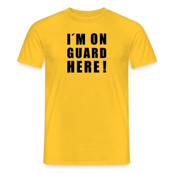 JE SUIS SUR MES GARDES ICI! - T-shirt homme - jaune - Devant - AI Model Male 178 dark (178cm)