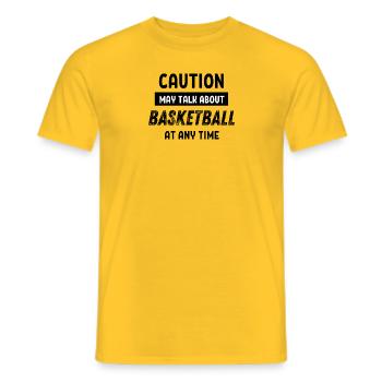 Caution may talk about Basketball at any time - Men's T-Shirt - yellow - Front - AI Model Male 178 dark (178cm)