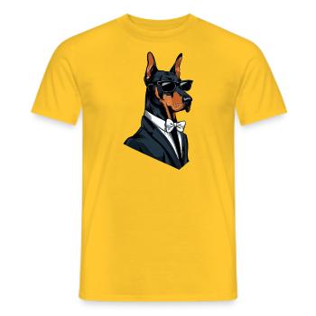 Doberman Wearin Sunglasses - Men's T-Shirt - yellow - Front - AI Model Male 178 dark (178cm)