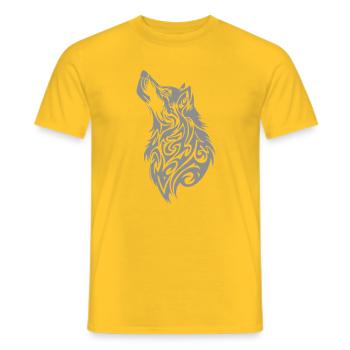 Nordic Wolf Tribal Tattoo - Men's T-Shirt - yellow - Front - AI Model Male 178 dark (178cm)